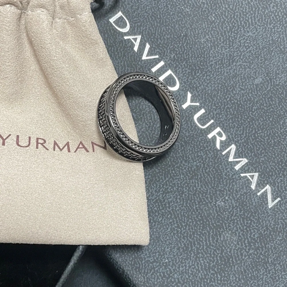 David Yurman Black Rotating Braided Band Ring